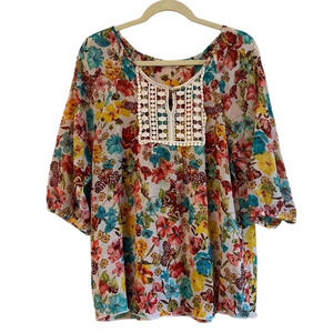 LAVISH FLORAL BUTTERFLY BOHO BLOUSE